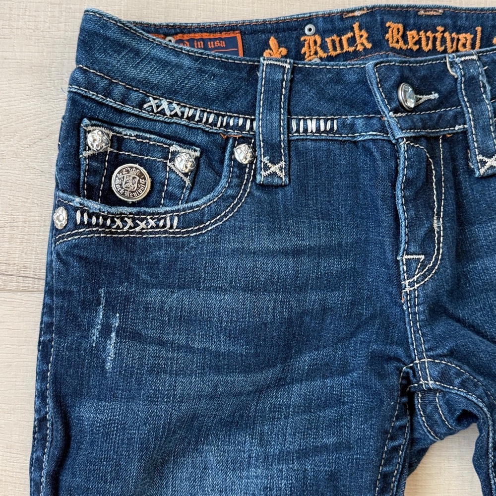 Women's Rock Revival jeans size 28 Celine boot Embellished Denim Western - Picture 3 of 16